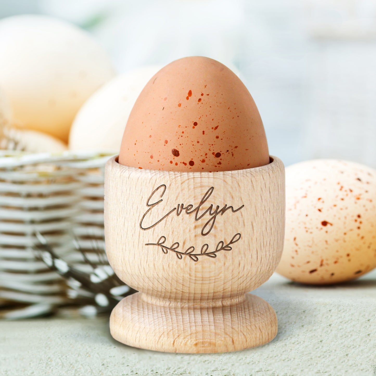 Personalised Name Wooden Egg Cup - MK&JD Gifts