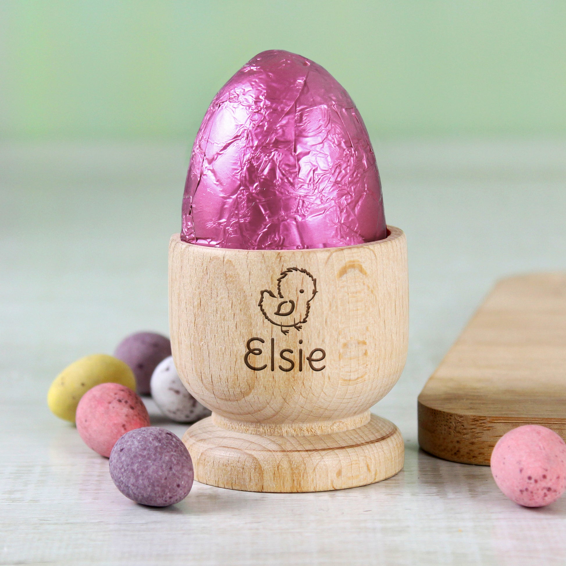 Personalised Chick Wooden Egg Cup - MK&JD Gifts