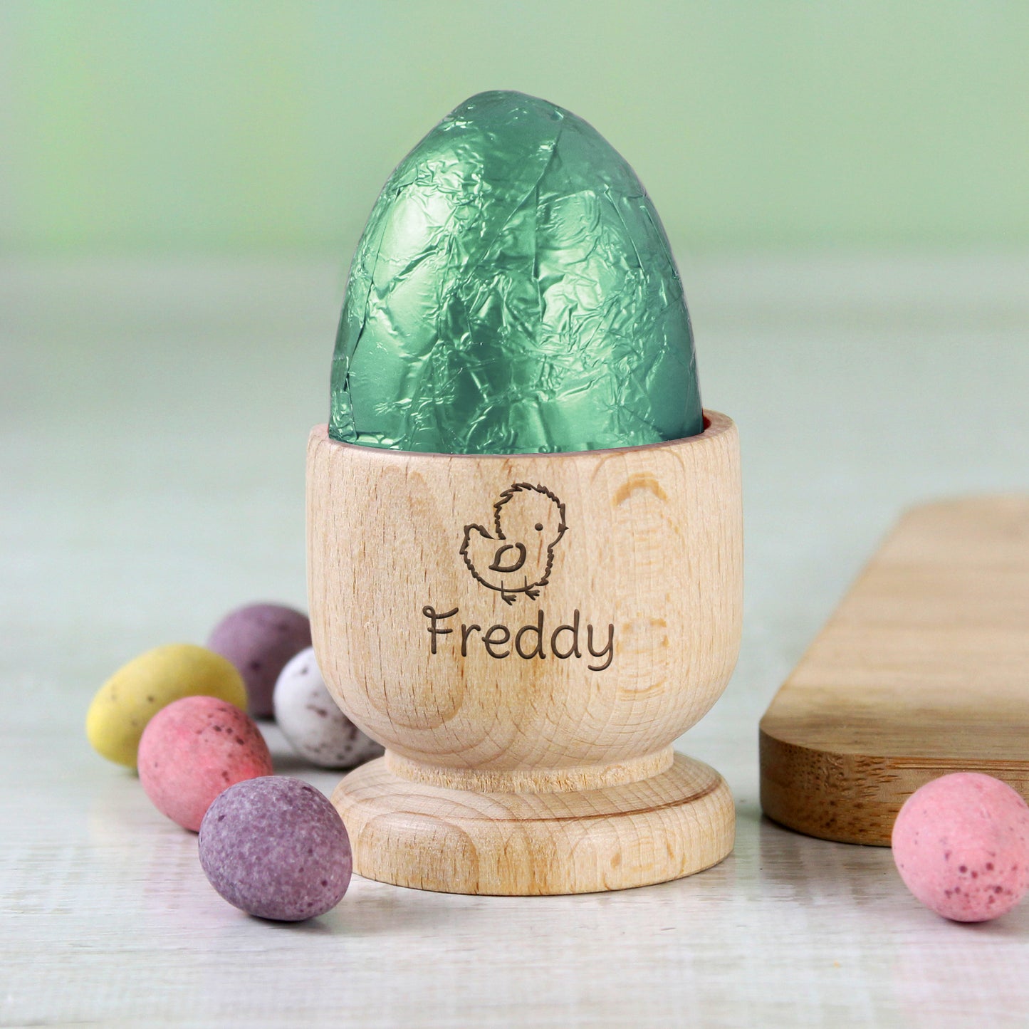 Personalised Chick Wooden Egg Cup - MK&JD Gifts