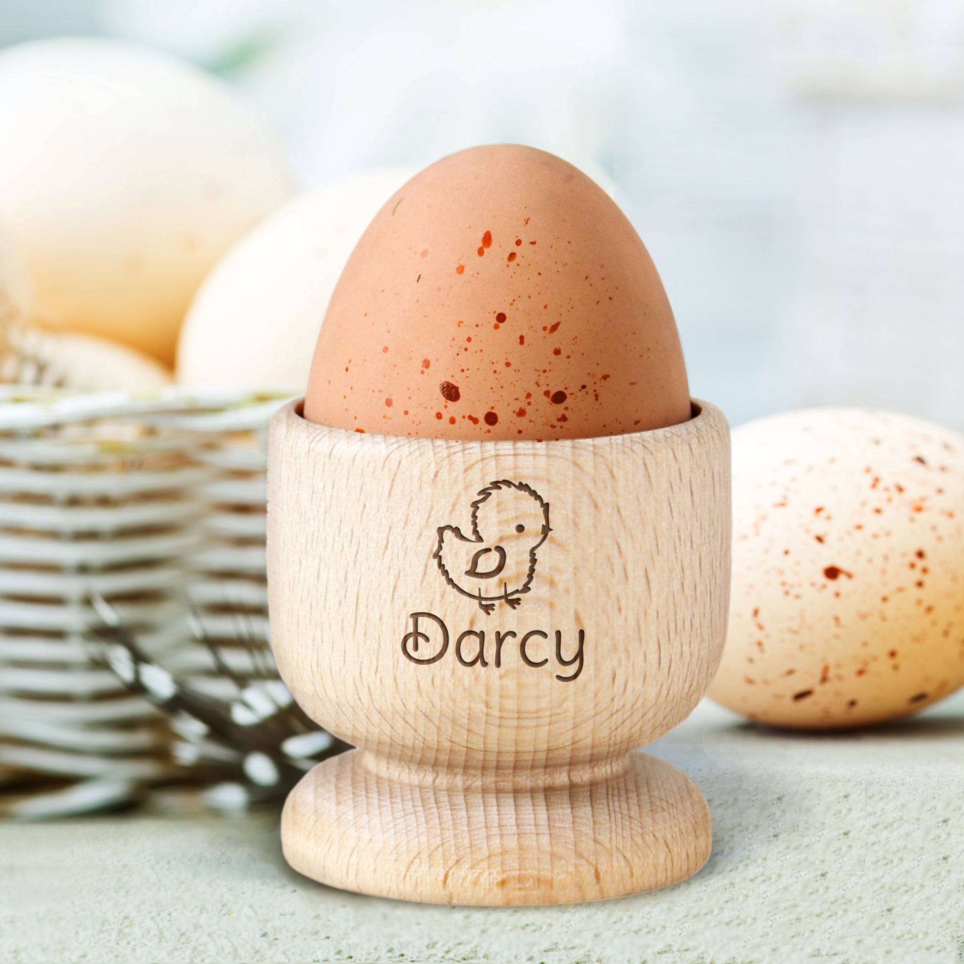Personalised Chick Wooden Egg Cup - MK&JD Gifts