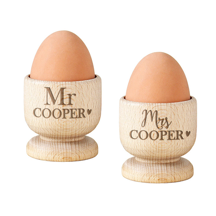 Personalised Couples Wooden Egg Cup Set - MK&JD Gifts
