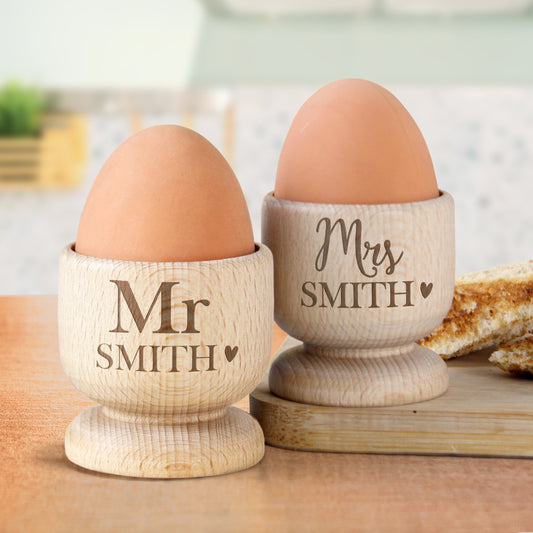 Personalised Couples Wooden Egg Cup Set - MK&JD Gifts