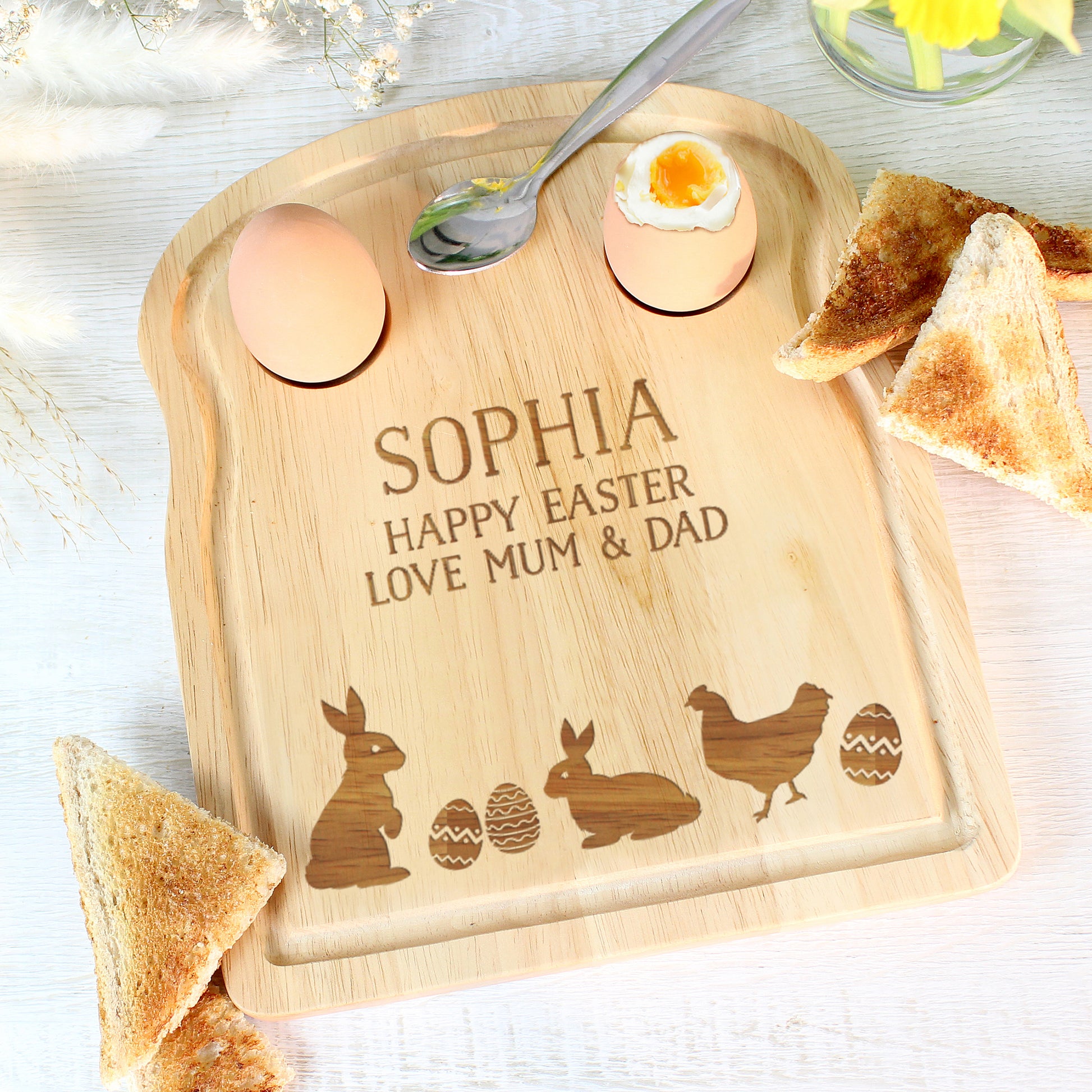 Personalised Spring Egg & Toast Board - MK&JD Gifts
