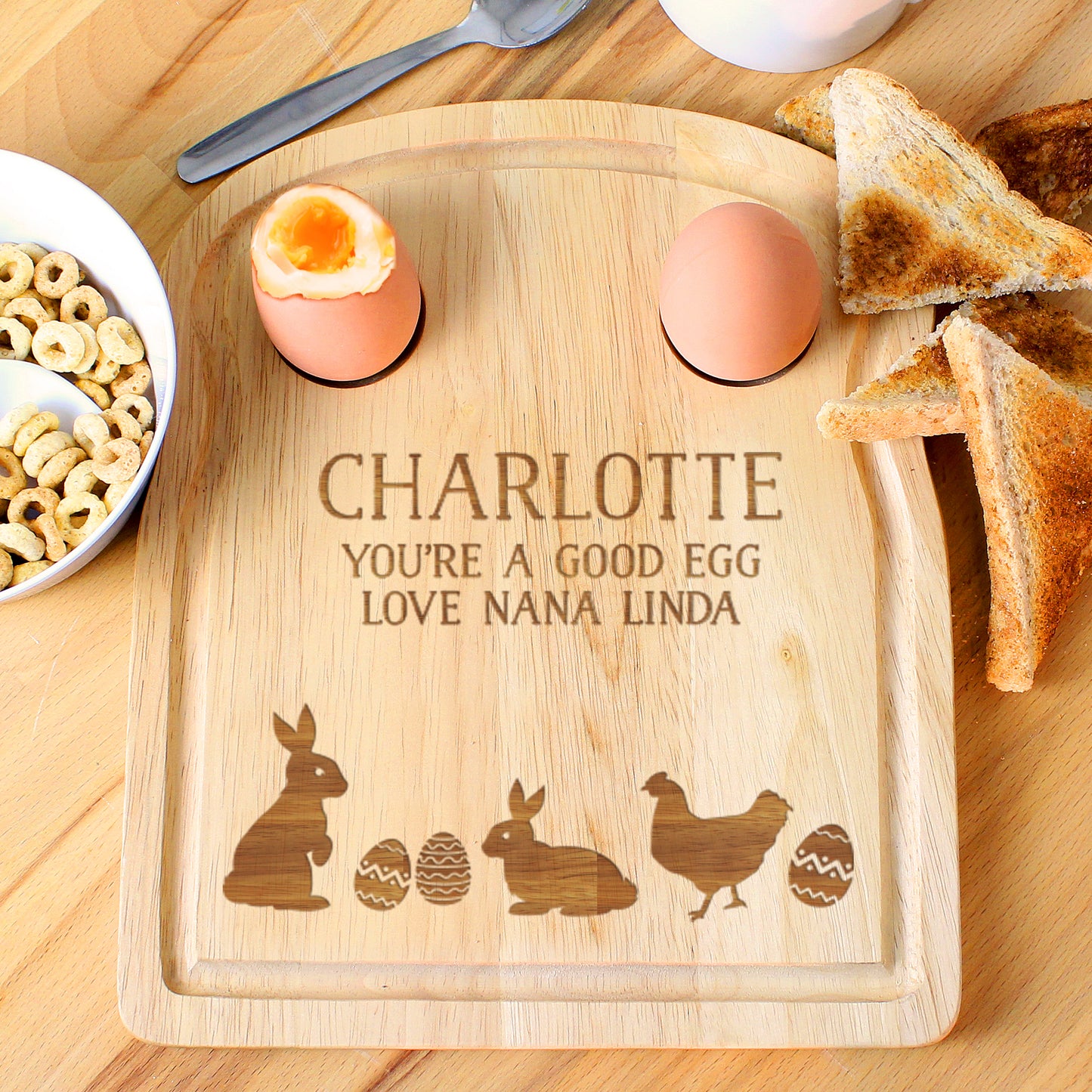 Personalised Spring Egg & Toast Board - MK&JD Gifts