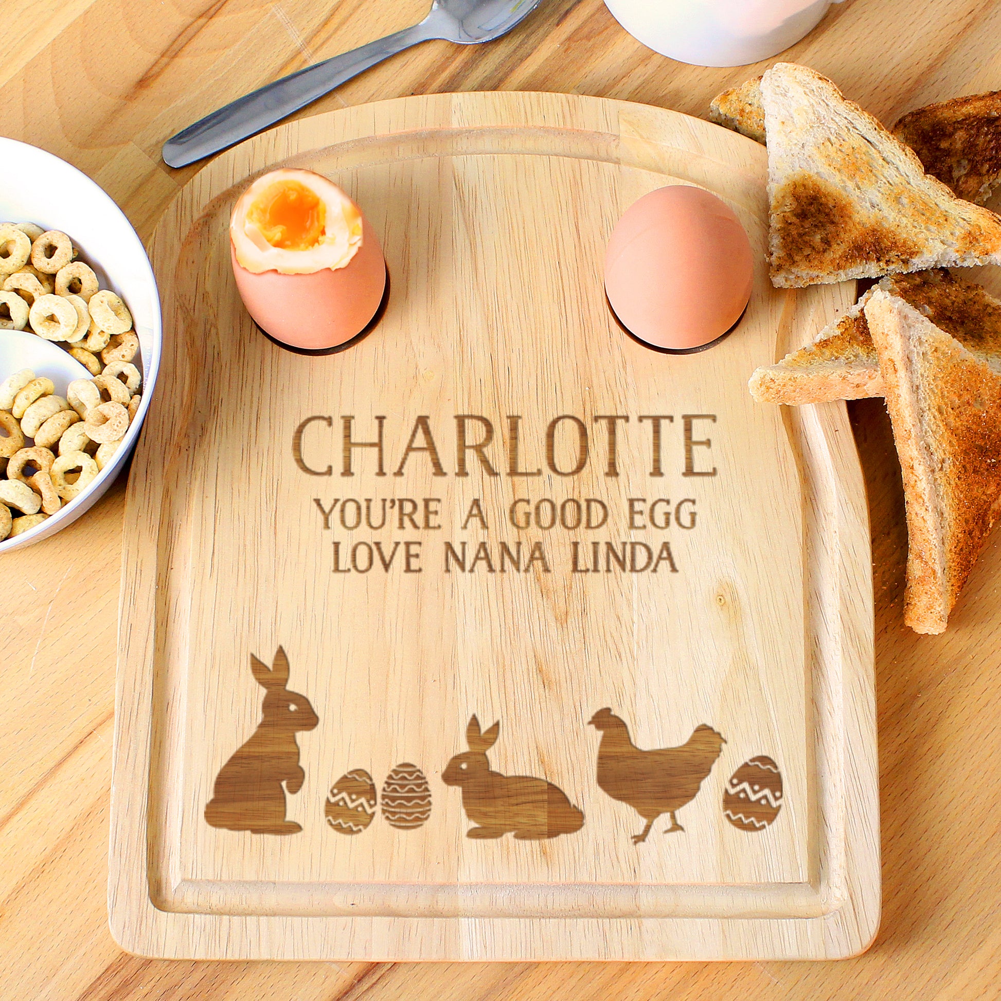 Personalised Spring Egg & Toast Board - MK&JD Gifts