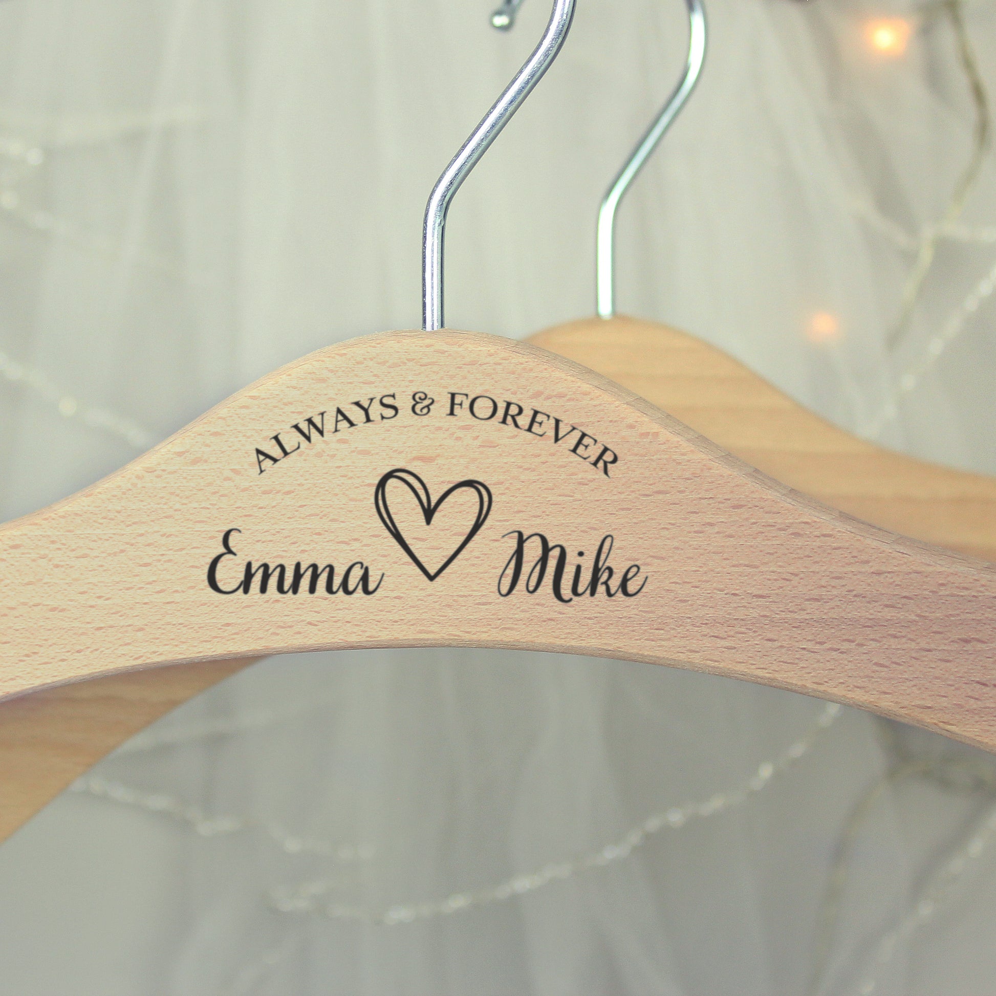 Personalised Always & Forever Wooden Hanger - MK&JD Gifts