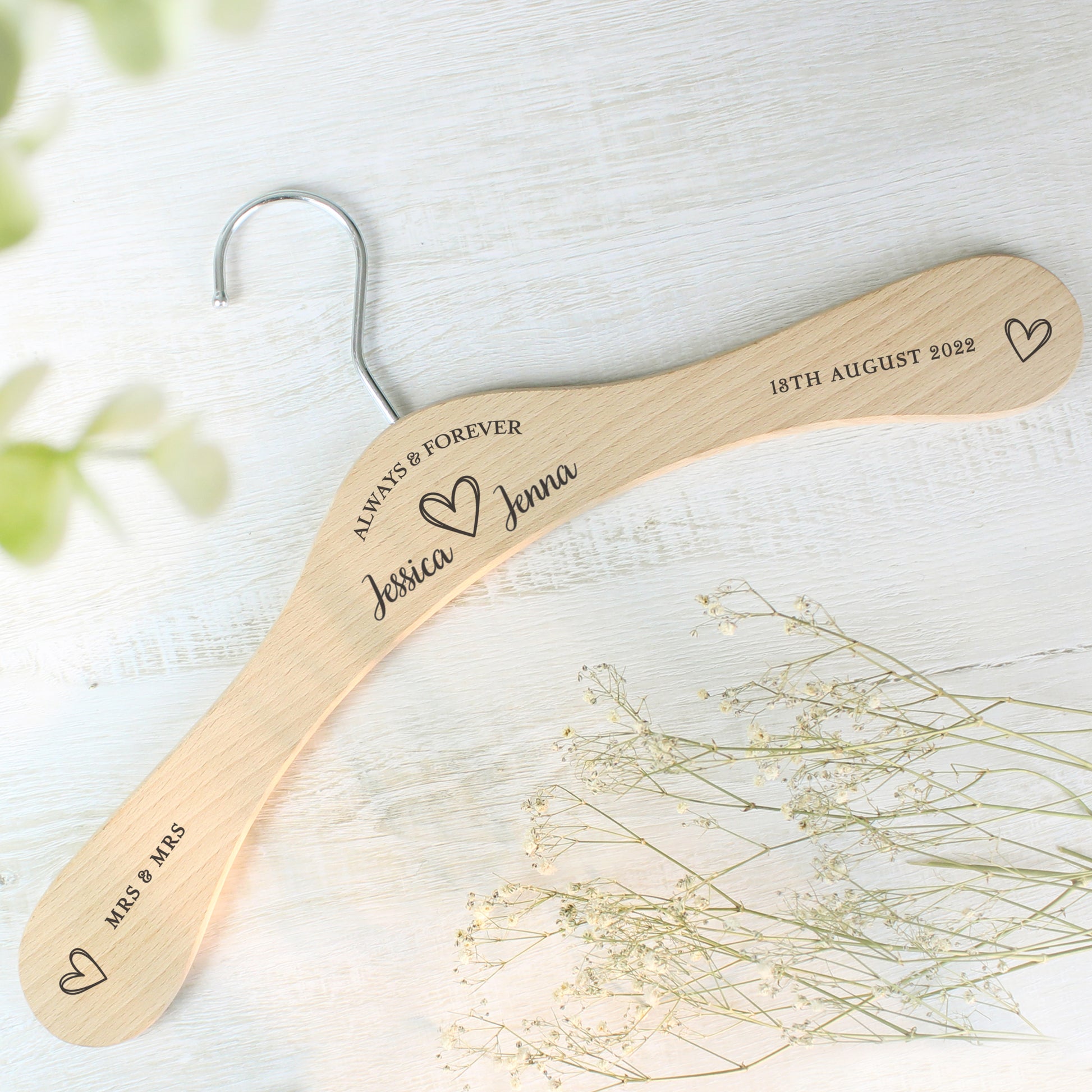 Personalised Always & Forever Wooden Hanger - MK&JD Gifts