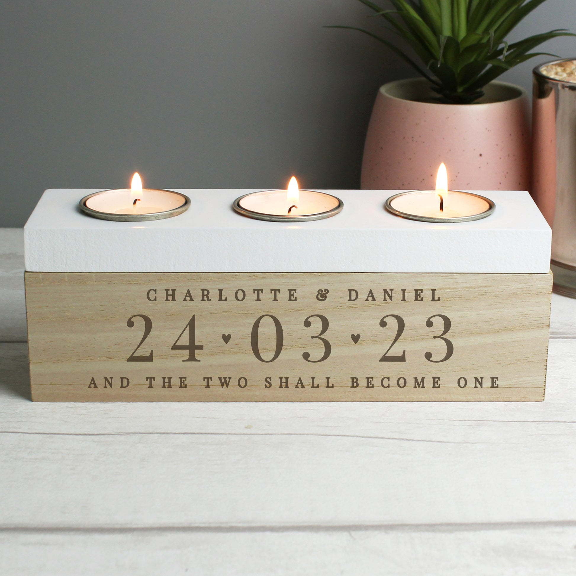 Personalised Special Date Triple Tea Light Box - MK&JD Gifts