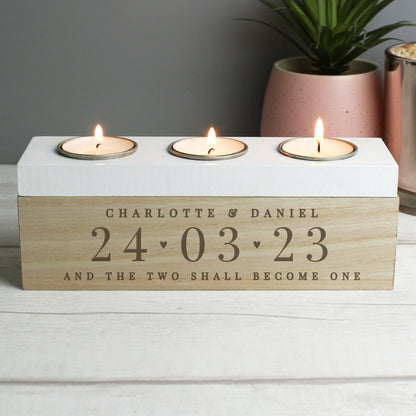Personalised Special Date Triple Tea Light Box - MK&JD Gifts