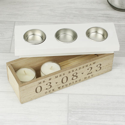 Personalised Special Date Triple Tea Light Box - MK&JD Gifts