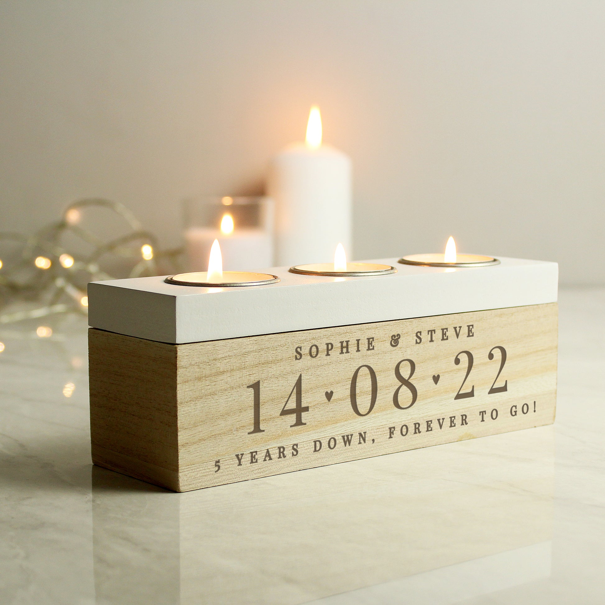 Personalised Special Date Triple Tea Light Box - MK&JD Gifts