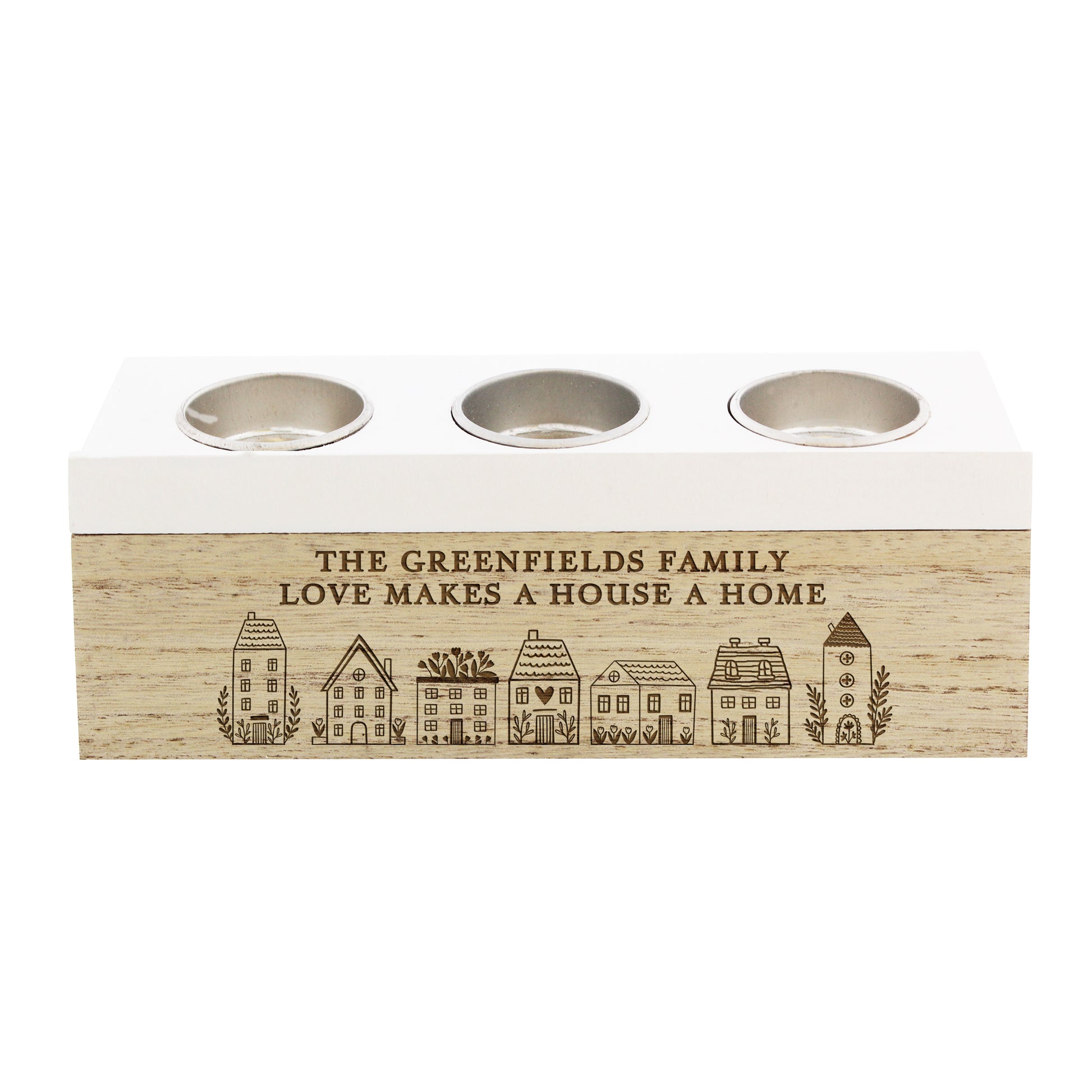 Personalised HOME Triple Tea Light Box - MK&JD Gifts