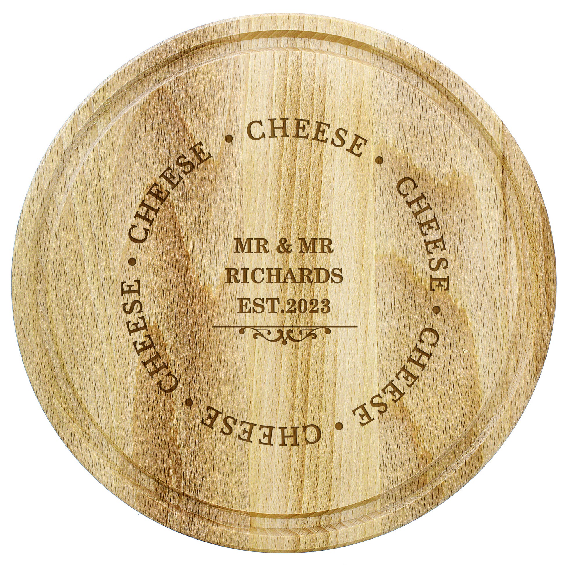 Personalised Cheese Round Chopping Board - MK&JD Gifts