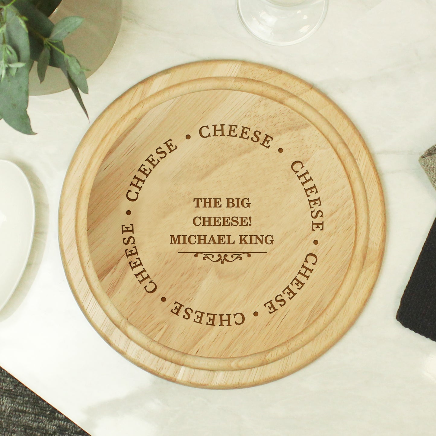 Personalised Cheese Round Chopping Board - MK&JD Gifts