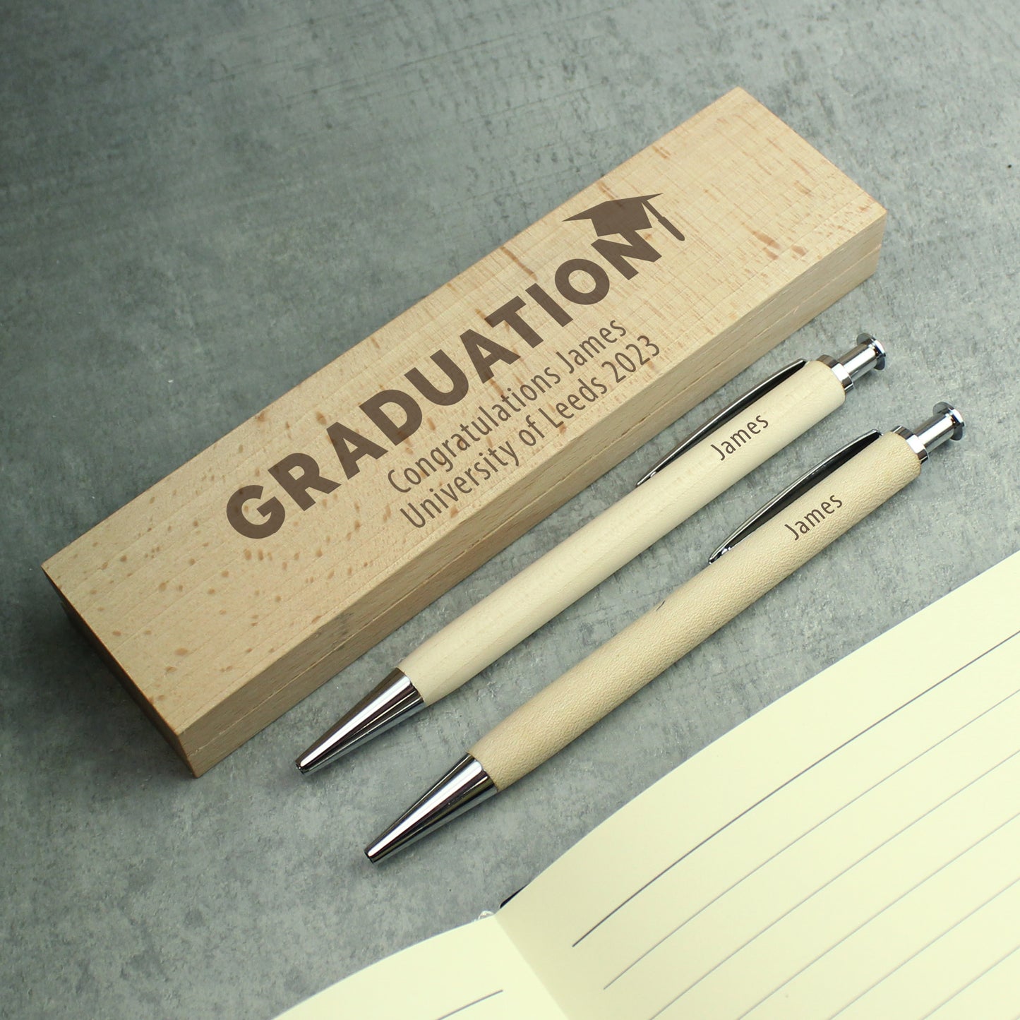 Personalised Graduation Wooden Pen and Pencil Set - MK&JD Gifts