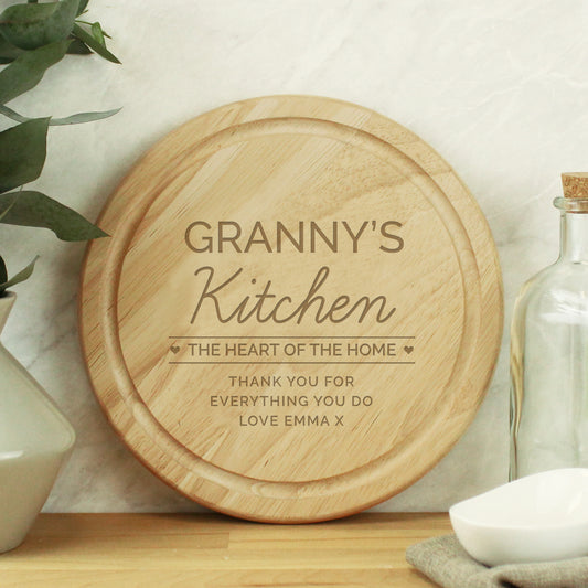 Personalised Heart of the Home Round Wooden Chopping Board - MK&JD Gifts