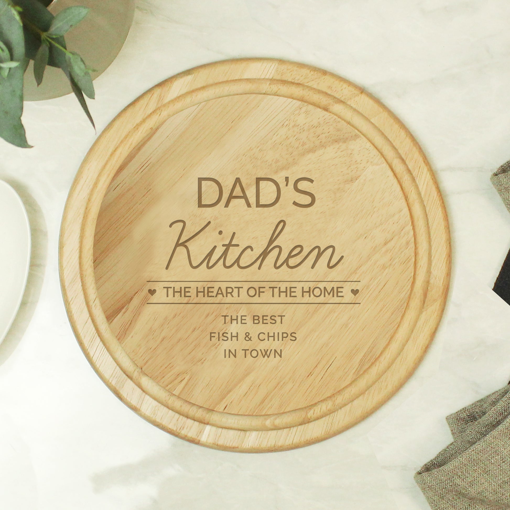 Personalised Heart of the Home Round Wooden Chopping Board - MK&JD Gifts