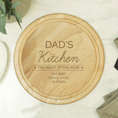 Personalised Heart of the Home Round Wooden Chopping Board - MK&JD Gifts
