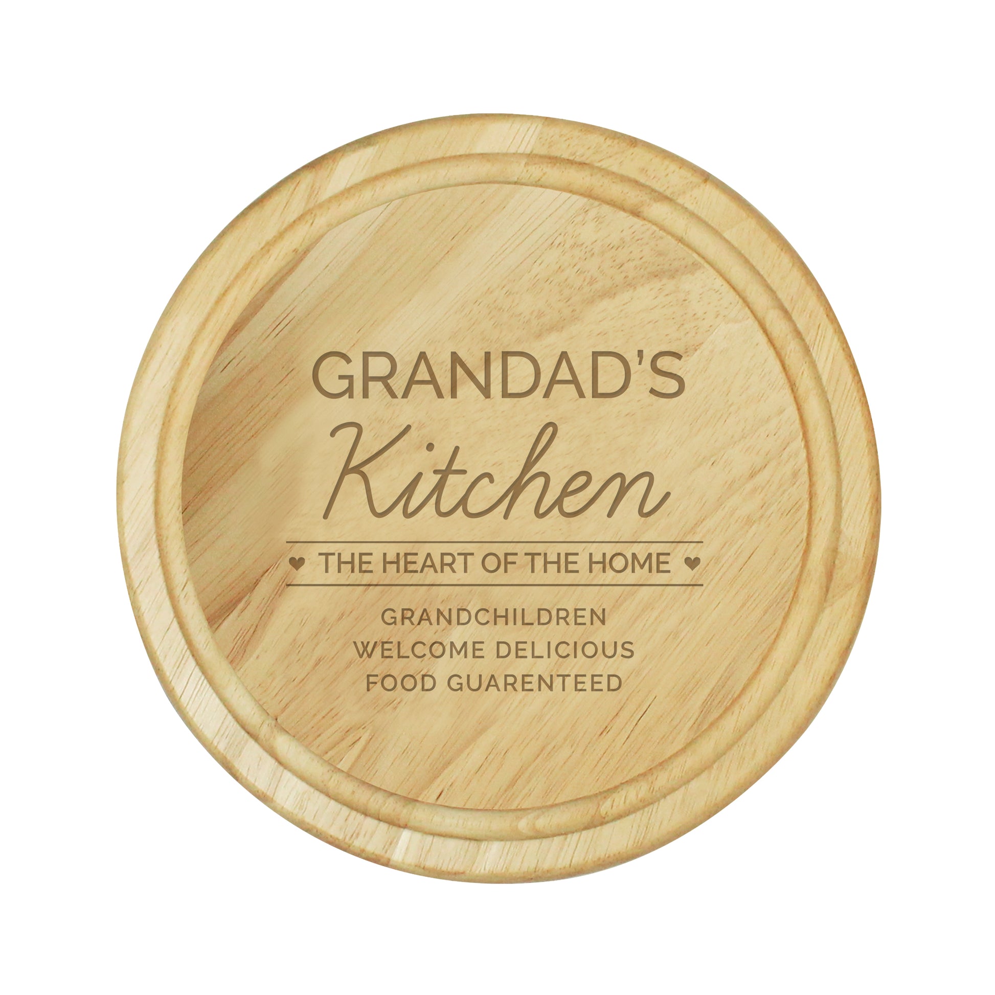 Personalised Heart of the Home Round Wooden Chopping Board - MK&JD Gifts