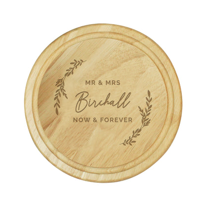 Personalised Laurel Round Wooden Chopping Board - MK&JD Gifts