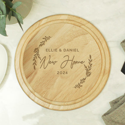Personalised Laurel Round Wooden Chopping Board - MK&JD Gifts