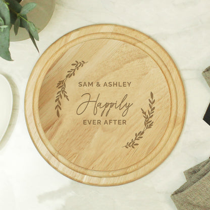 Personalised Laurel Round Wooden Chopping Board - MK&JD Gifts