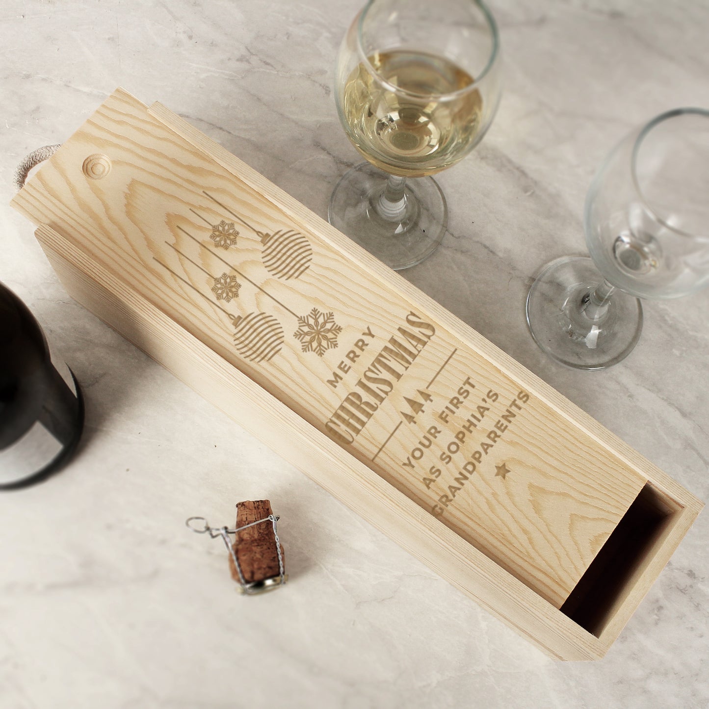 Personalised Christmas Wooden Wine Box - MK&JD Gifts
