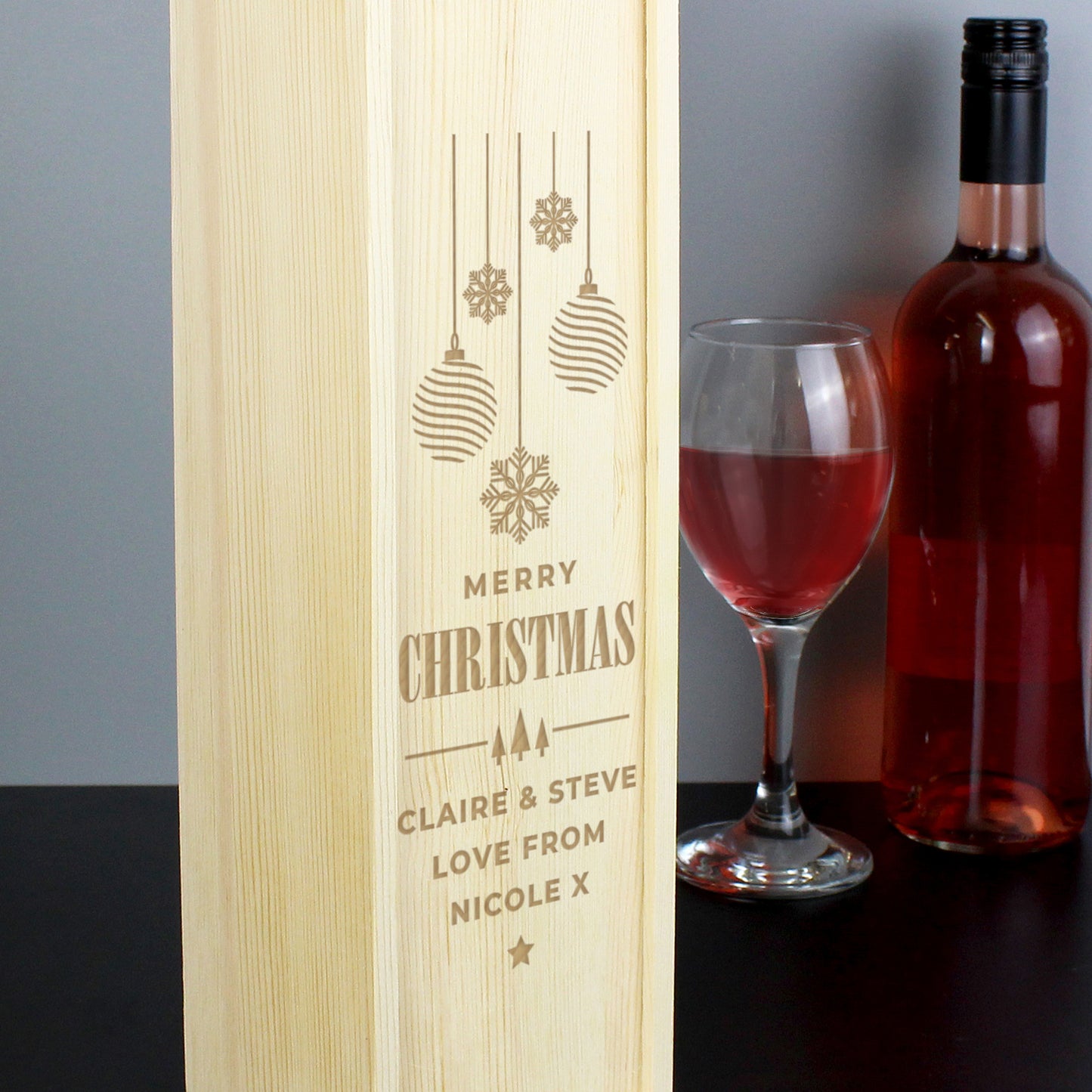 Personalised Christmas Wooden Wine Box - MK&JD Gifts
