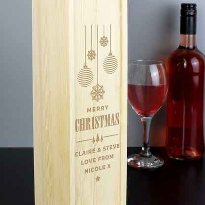 Personalised Christmas Wooden Wine Box - MK&JD Gifts
