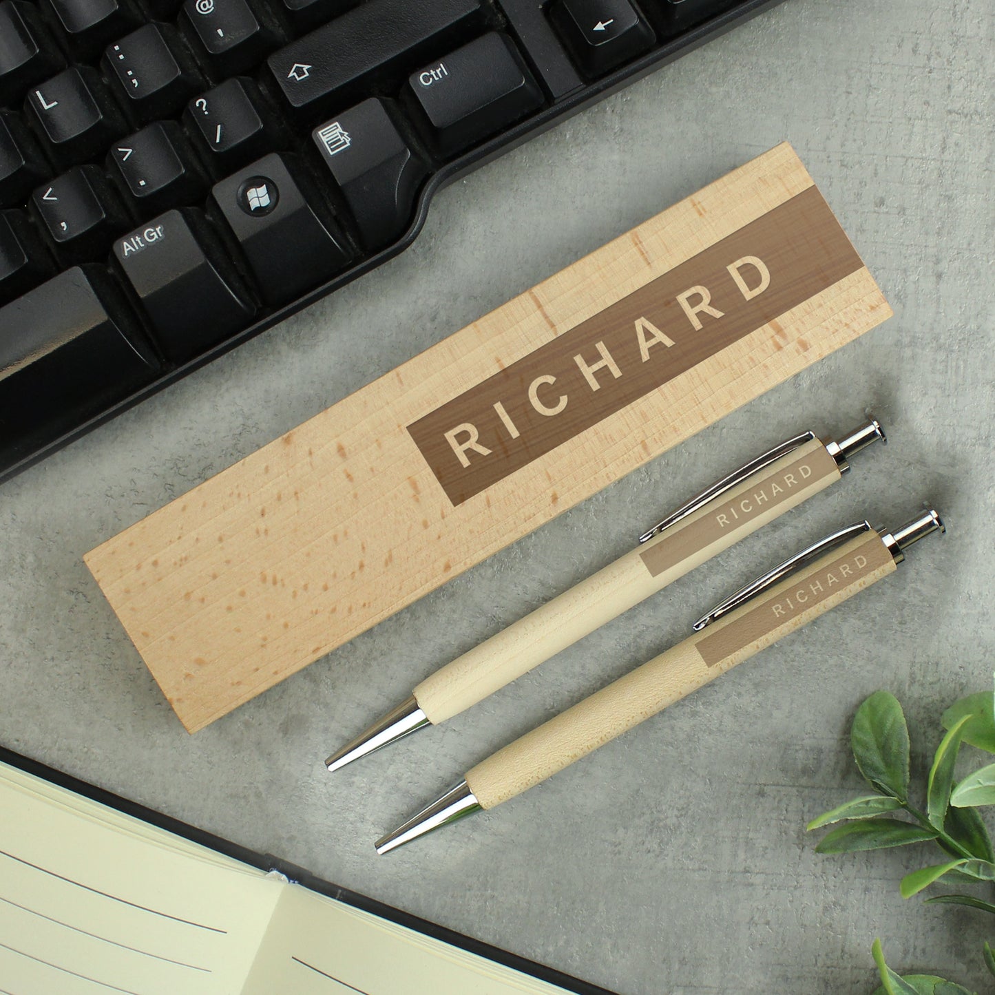 Personalised Name Only Wooden Pen and Pencil Set - MK&JD Gifts