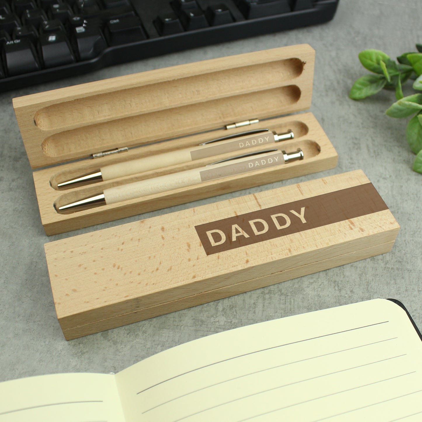 Personalised Name Only Wooden Pen and Pencil Set - MK&JD Gifts