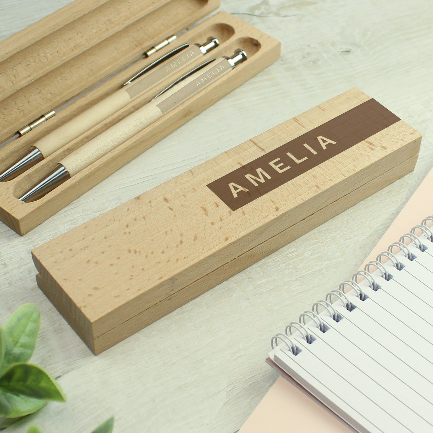 Personalised Name Only Wooden Pen and Pencil Set - MK&JD Gifts