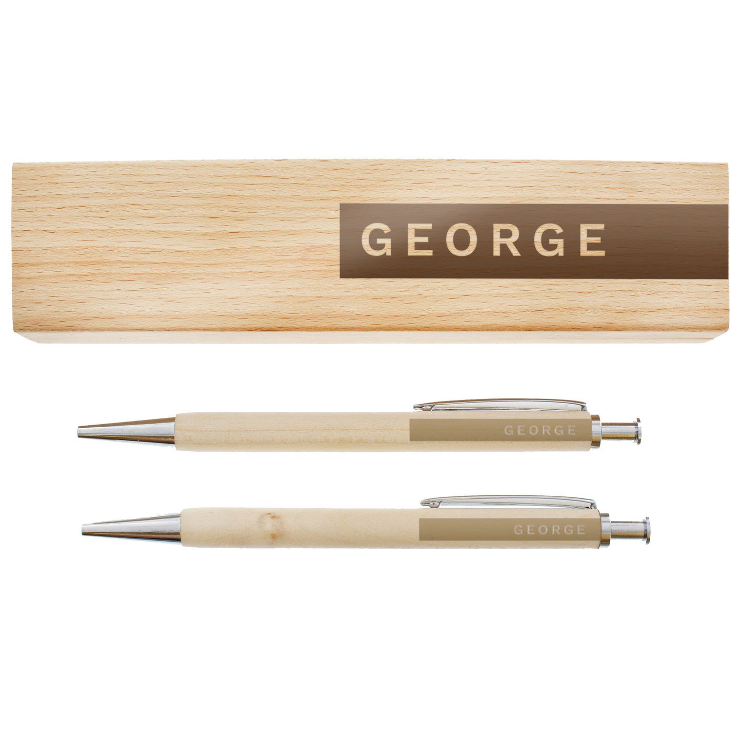 Personalised Name Only Wooden Pen and Pencil Set - MK&JD Gifts