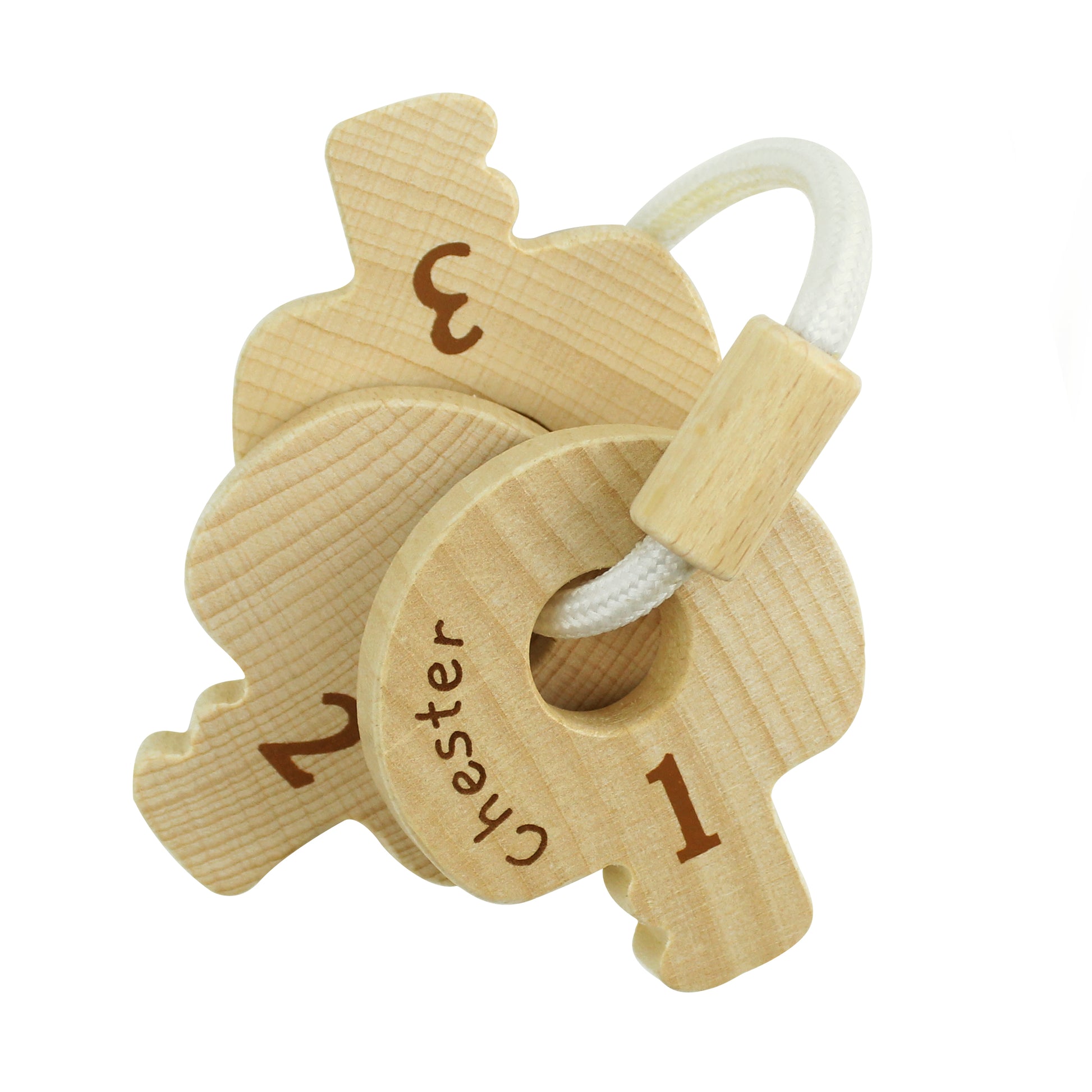 Personalised Name Only Wooden Baby Keys - MK&JD Gifts