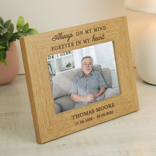 Personalised Memorial Always In My Heart 6x4 Wooden Photo Frame - MK&JD Gifts