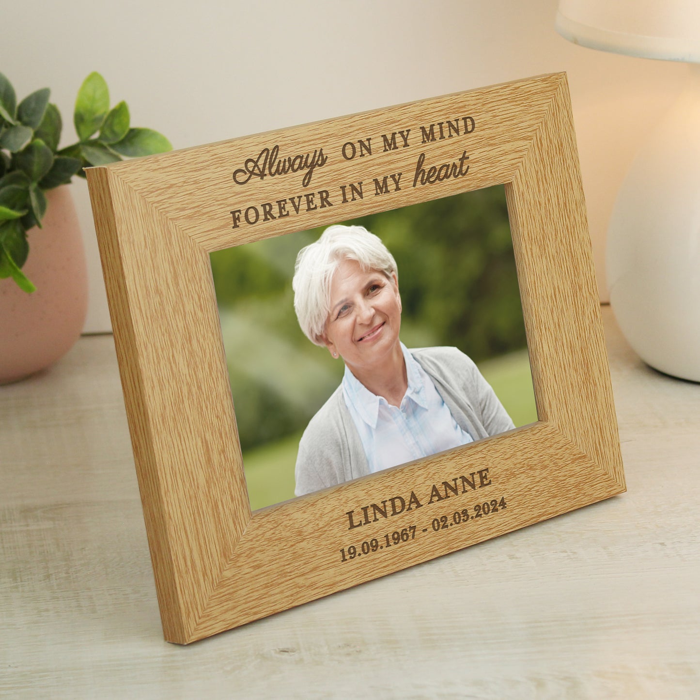 Personalised Memorial Always In My Heart 6x4 Wooden Photo Frame - MK&JD Gifts