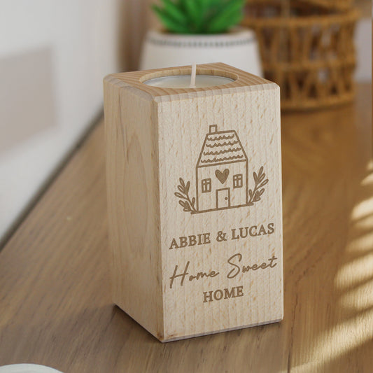 Personalised New Home Wooden Tealight Holder - MK&JD Gifts