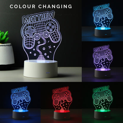 Personalised Name Gaming LED Colour Changing Night Light - MK&JD Gifts