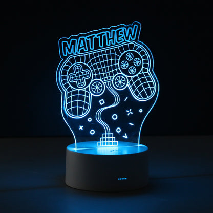 Personalised Name Gaming LED Colour Changing Night Light - MK&JD Gifts