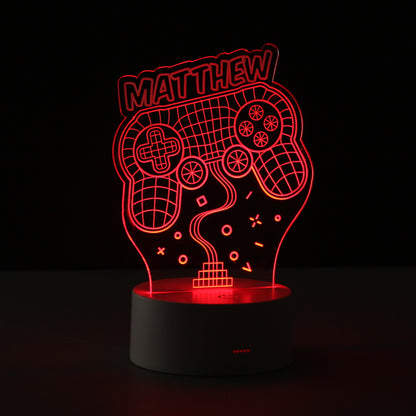 Personalised Name Gaming LED Colour Changing Night Light - MK&JD Gifts