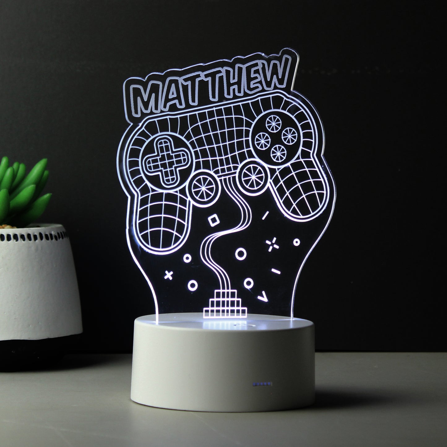 Personalised Name Gaming LED Colour Changing Night Light - MK&JD Gifts