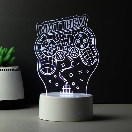 Personalised Name Gaming LED Colour Changing Night Light - MK&JD Gifts