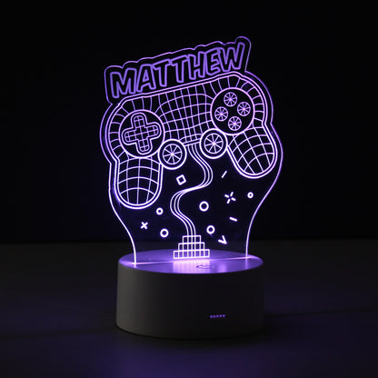 Personalised Name Gaming LED Colour Changing Night Light - MK&JD Gifts