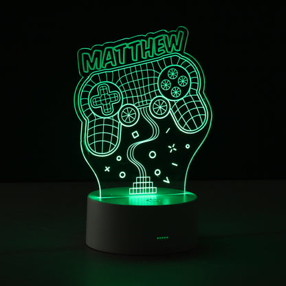Personalised Name Gaming LED Colour Changing Night Light - MK&JD Gifts