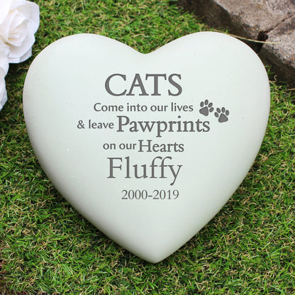 Personalised Cat Pawprints Heart Memorial - MK&JD Gifts
