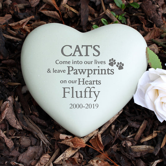 Personalised Cat Pawprints Heart Memorial - MK&JD Gifts