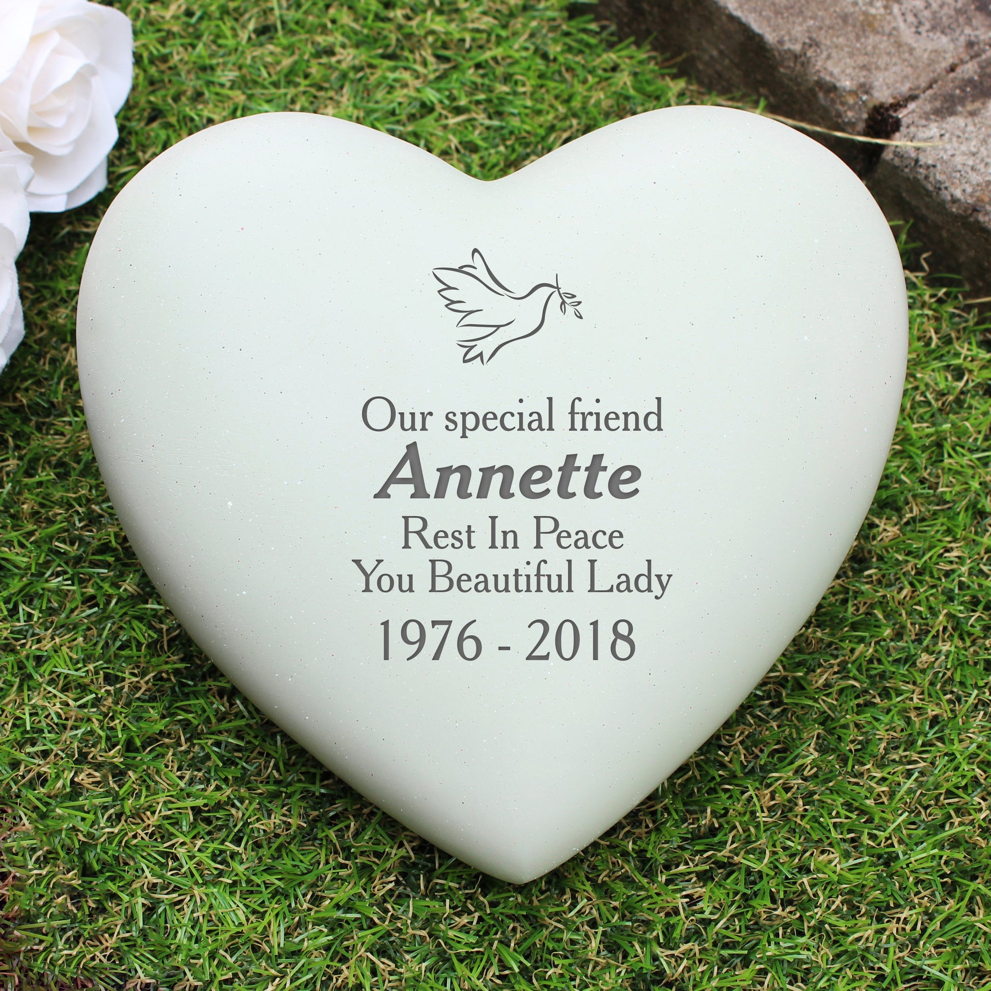 Personalised Dove Heart Memorial - MK&JD Gifts