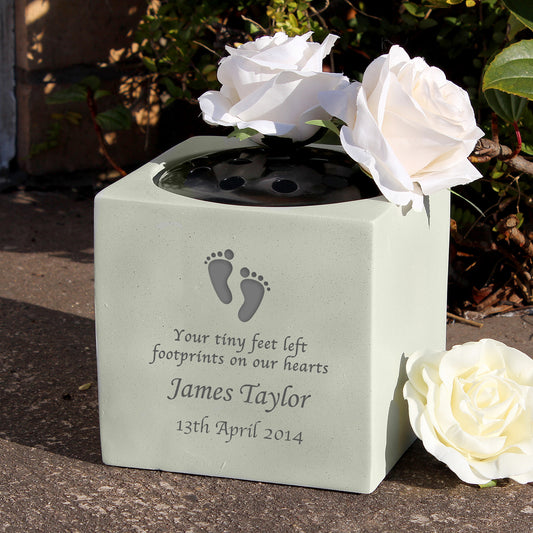 Personalised Footprints Memorial Vase - MK&JD Gifts