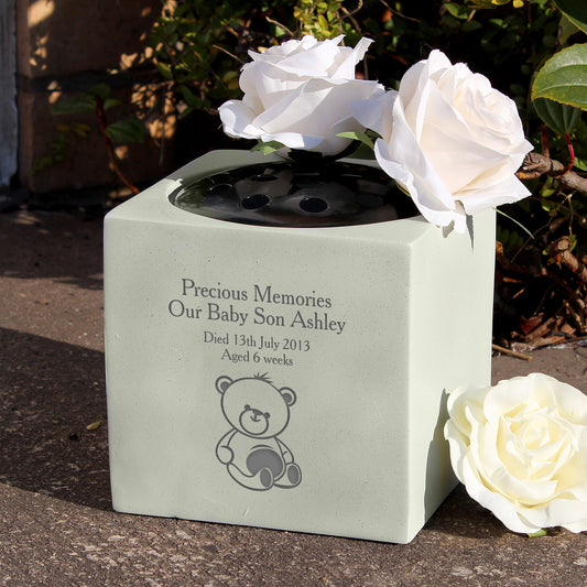 Personalised Teddy Bear Memorial Vase - MK&JD Gifts