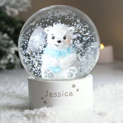 Personalised Polar Bear Any Name Snow Globe - MK&JD Gifts